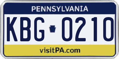 PA license plate KBG0210