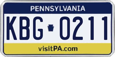PA license plate KBG0211