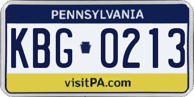 PA license plate KBG0213