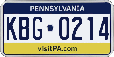 PA license plate KBG0214