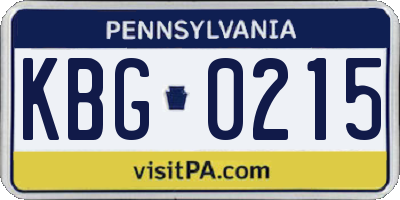 PA license plate KBG0215
