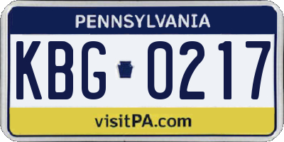 PA license plate KBG0217