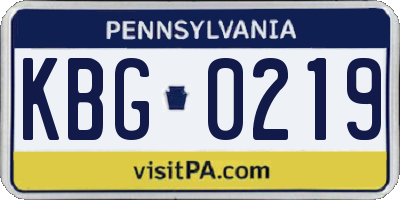 PA license plate KBG0219