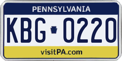 PA license plate KBG0220