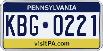 PA license plate KBG0221