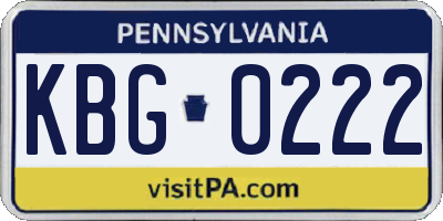PA license plate KBG0222