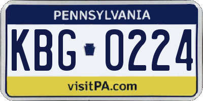 PA license plate KBG0224