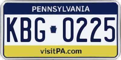 PA license plate KBG0225