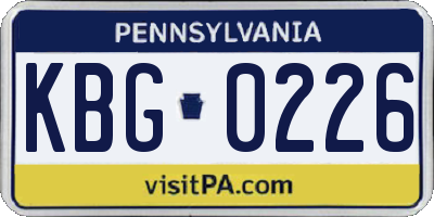 PA license plate KBG0226