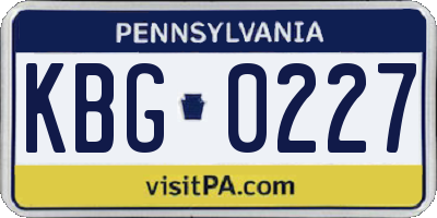 PA license plate KBG0227