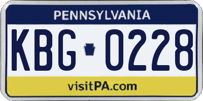 PA license plate KBG0228