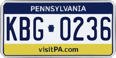 PA license plate KBG0236