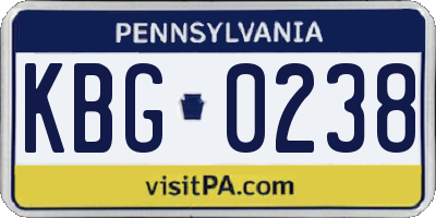 PA license plate KBG0238