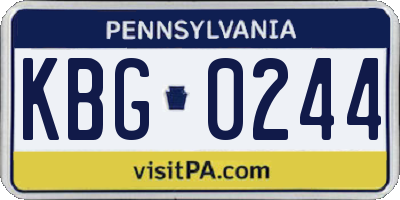 PA license plate KBG0244