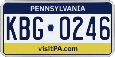 PA license plate KBG0246