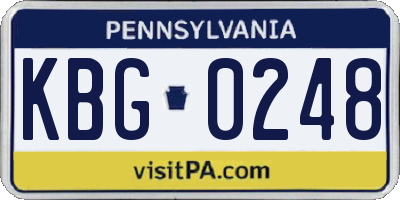 PA license plate KBG0248