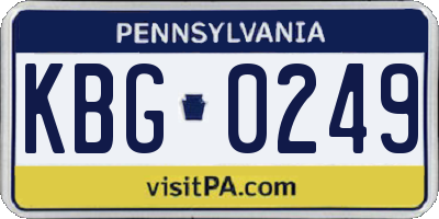 PA license plate KBG0249