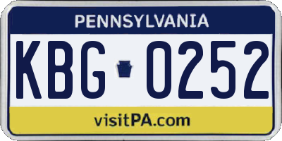 PA license plate KBG0252