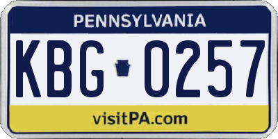 PA license plate KBG0257