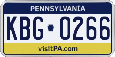 PA license plate KBG0266