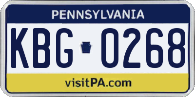 PA license plate KBG0268