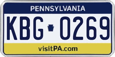 PA license plate KBG0269