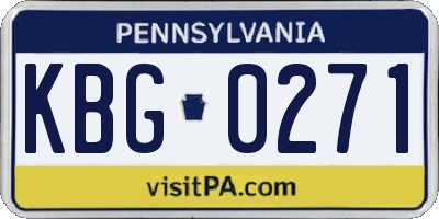 PA license plate KBG0271