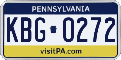 PA license plate KBG0272