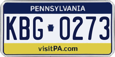 PA license plate KBG0273