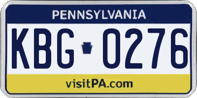 PA license plate KBG0276