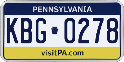 PA license plate KBG0278