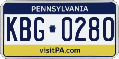 PA license plate KBG0280
