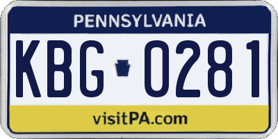 PA license plate KBG0281