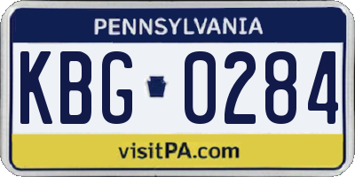 PA license plate KBG0284