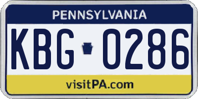 PA license plate KBG0286