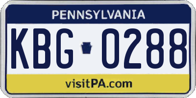 PA license plate KBG0288
