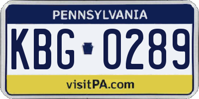 PA license plate KBG0289