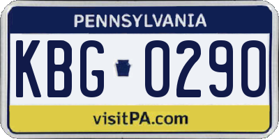 PA license plate KBG0290