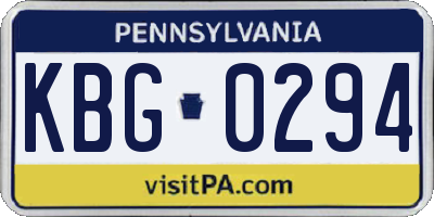 PA license plate KBG0294
