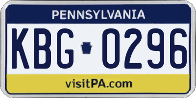 PA license plate KBG0296