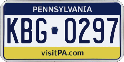 PA license plate KBG0297