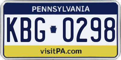 PA license plate KBG0298