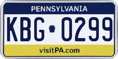 PA license plate KBG0299