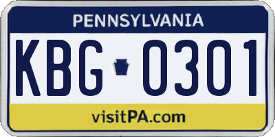 PA license plate KBG0301