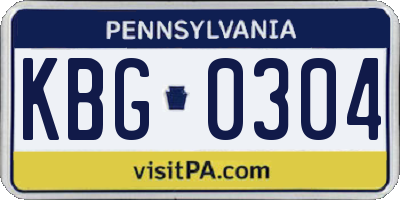 PA license plate KBG0304