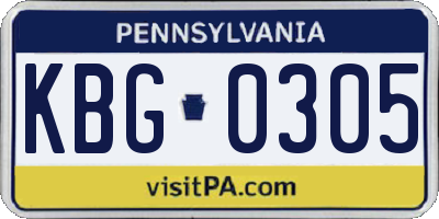 PA license plate KBG0305