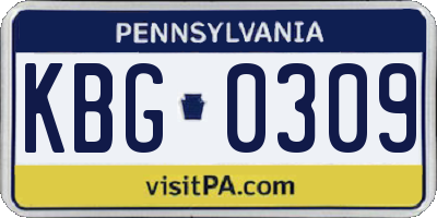 PA license plate KBG0309