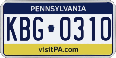 PA license plate KBG0310