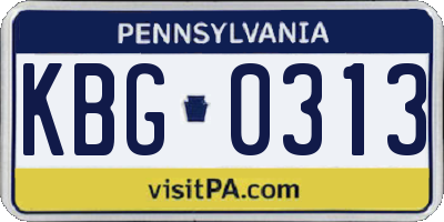 PA license plate KBG0313