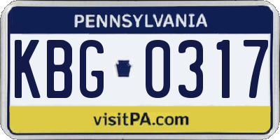PA license plate KBG0317